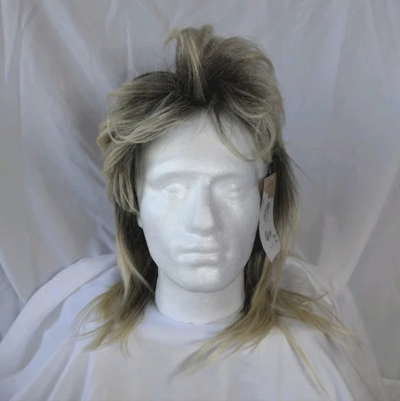 Auguyist Mullet Wig Blonde With Dark Roots Adjustable Cap OSFM Unisex NWT - Picture 2 of 8